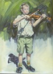 oil Painting of boy playing Violin Wilma van der Meyden